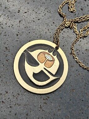Vintage Robert Gervais Enamel Medallion Pendant Necklace